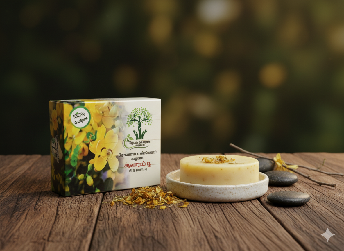 Coconut Oil & Senna Auriculata (ஆவாரம் பூ) Soap - Image 5