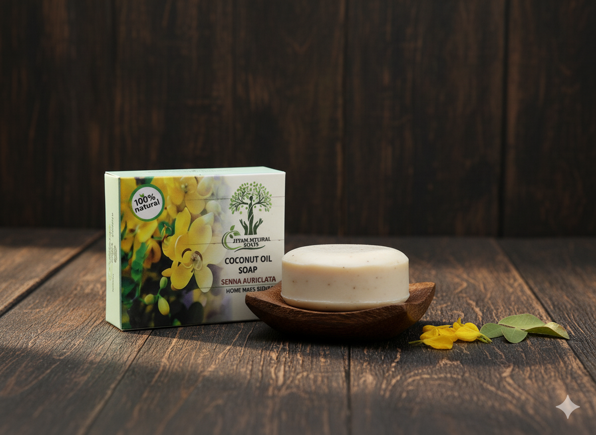 Coconut Oil & Senna Auriculata (ஆவாரம் பூ) Soap - Image 3