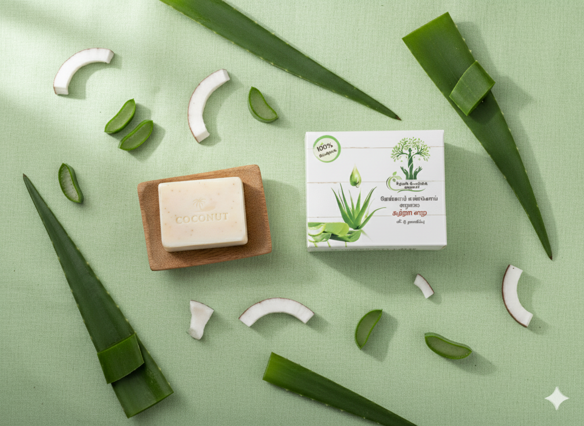 Coconut Oil & Aloe Vera (கற்றாழை) Soap - Image 3