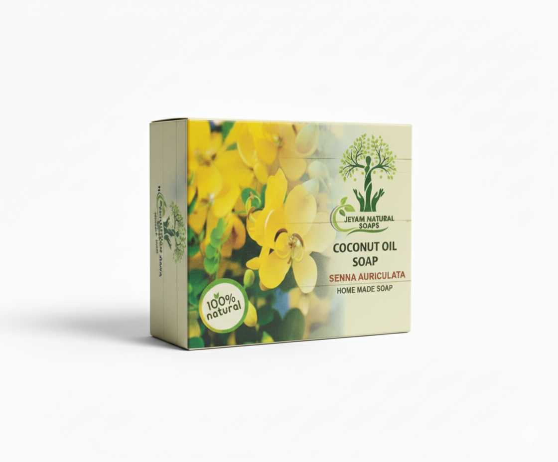 Coconut Oil & Senna Auriculata (ஆவாரம் பூ) Soap - Image 2